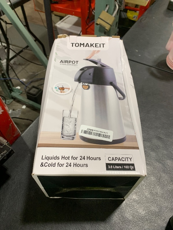 Photo 1 of Airpot Coffee Dispenser Thermal with Pump,3L/102 Oz Insulated Stainless Steel Large Airpot Coffee Carafe Lever Action for Hot/Cold Water,Thermal Carafe for Hot Cocoa for Parties
