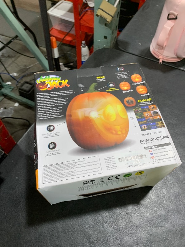 Photo 1 of ANIMAT3D Jabberin' Jack Motion Sensor 12 Inch XL Talking Animated Orange Pumpkin with Built in Video Projector and Speaker Includes 80 Minutes of Content
