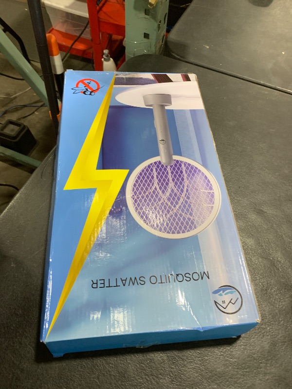 Photo 1 of Electric Fly Swatter Racket, Mosiller 2 in 1 Smart Bug Zapper & Power Take Off Generators with USB Rechargeable Base, Powerful Mosquitoes Trap Lamp & Fly Killer for Home, Bedroom(Light Grey?2 Pack?)