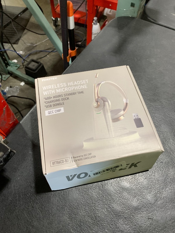 Photo 1 of Wireless Headset, Bluetooth Headset with Microphone, AI Noise Canceling Mic & USB Dongle, Wireless Headphones with Mic Mute & Charging Base for Work from Home/Office/Call Center/PC/Laptop/Zoom