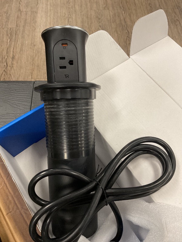 Photo 1 of Jgstkcity Pop Up Countertop Outlet with 15W Wireless Charger,20W USB C Ports,Flush Mount Tamper Resistant,Recessed Grommet Receptacle,4 USB 4 Outlets,15A,1875W,ETL Listed,3.15in Hole,Black