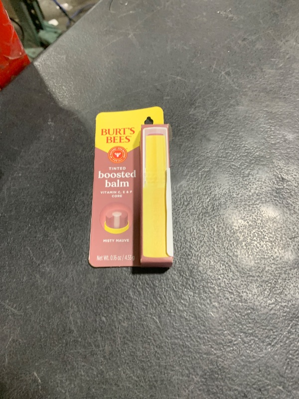 Photo 1 of Burt’s Bees Tinted Boosted Balm, Misty Mauve, Hydrating Tinted Lip Balm with Vitamin C, E, and F Core, 24 Hour Lip Moisturizer with Responsibly Sourced Beeswax, 100% Natural Origin, 1 Count, 0.16oz