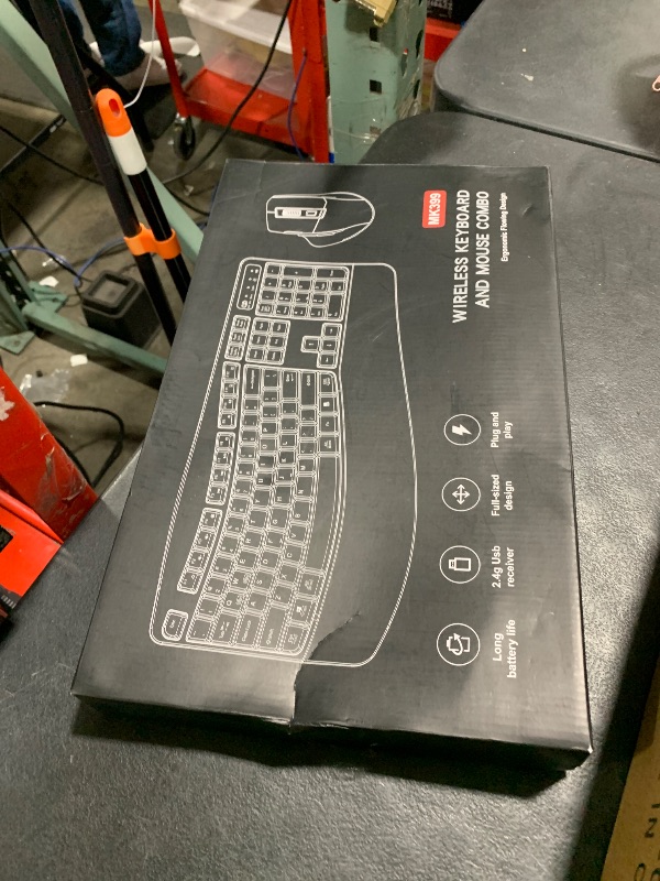 Photo 1 of Wireless Keyboard and Mouse Combo, 2.4G Full Size Wave Keys Ergonomic Keyboard with Wrist Rest and 3-Level DPI Adjustable Wireless Ergonomic Mouse for Windows, Mac OS Desktop/Laptop/PC(Black)