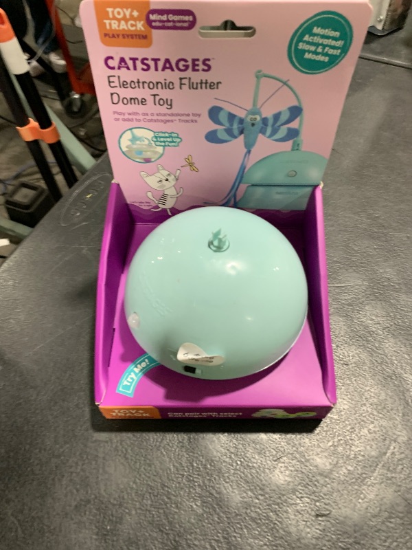 Photo 1 of Catstages 2-in-1 Flutter Dome Electronic Cat Toy – Plush Motion Toy for Indoor Cats, Ball Track Add-On, Blue