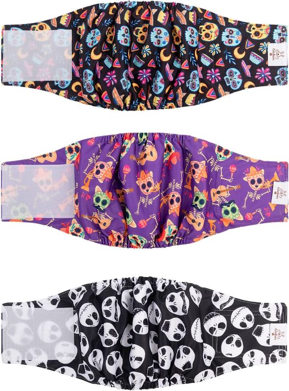 Photo 1 of CuteBone Halloween Male Dog Diapers Belly Bands 3 Pack for Male Dogs Wraps Washable Doggie Pants 