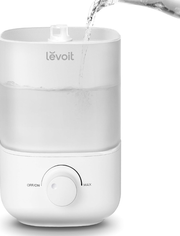 Photo 1 of LEVOIT Top Fill Humidifiers for Bedroom, 2.5L Tank for Large Room, Easy to Fill & Clean, 28dB Quiet Cool Mist Air Humidifier for Home Baby Nursery & Plants, Auto Shut-off and BPA-Free for Safety, 25H