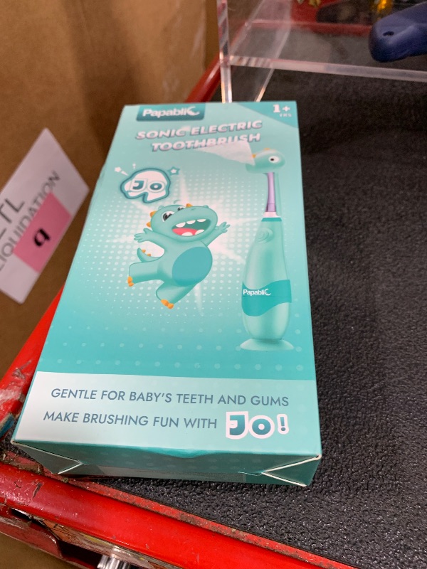 Photo 1 of Papablic Toddler Sonic Electric Toothbrush Kids for Ages 1-3 Years, Baby Electric Toothbrush with Cute Dino Cover and Smart LED Timer, 4 Brush Heads (Debby)
