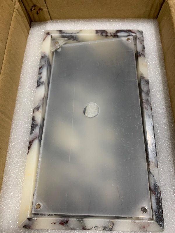 Photo 1 of 25x14x10CM Luxury Marble Tissue Box, for Room Desk Restaurant Stylish Napkin Dispenser(Purple)