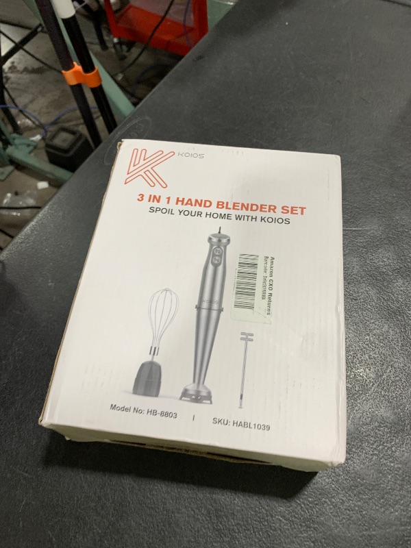 Photo 1 of KOIOS Immersion Blender, 1000W Anti-scratch 3-in-1 Hand Blender, Upgraded 12 Speed Stainless Steel Blade Stick Blenders with Turbo Mode, Whisk and Milk Frother, Non-BPA