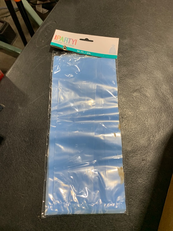 Photo 1 of Baby Blue Cellophane Party Favor Plastic Bags - 11.5" x 5" (30 Ct) | Perfect for Gifts, Candy, Treats