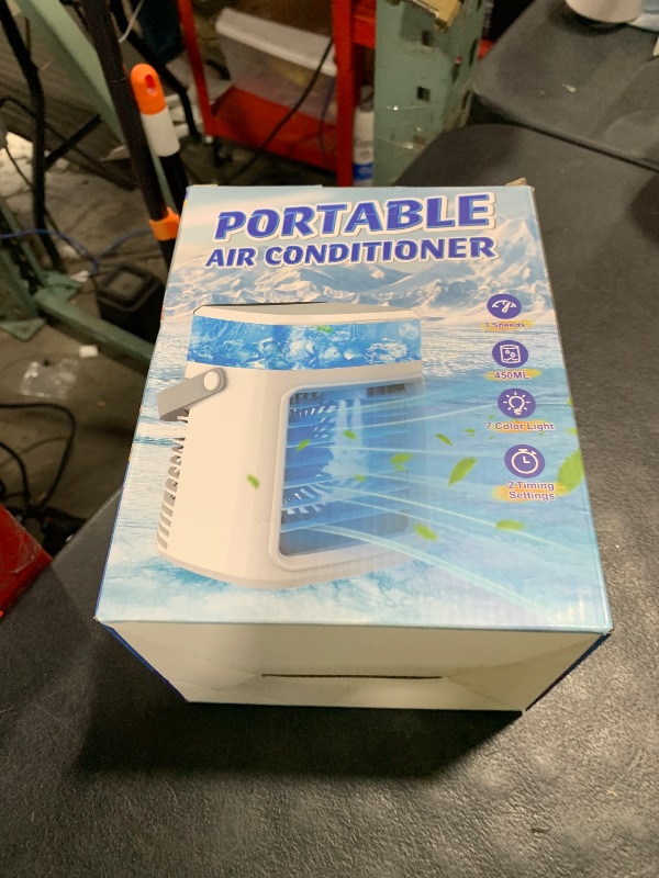 Photo 1 of Rechargeable Portable Air Conditioner, 2200mAh 3 Powerful Speeds Mini Air Conditioner, Large Water Tank Evaporative Air Cooler, Personal Space Cooler Humidifier, Small Portable AC Fan for Home
