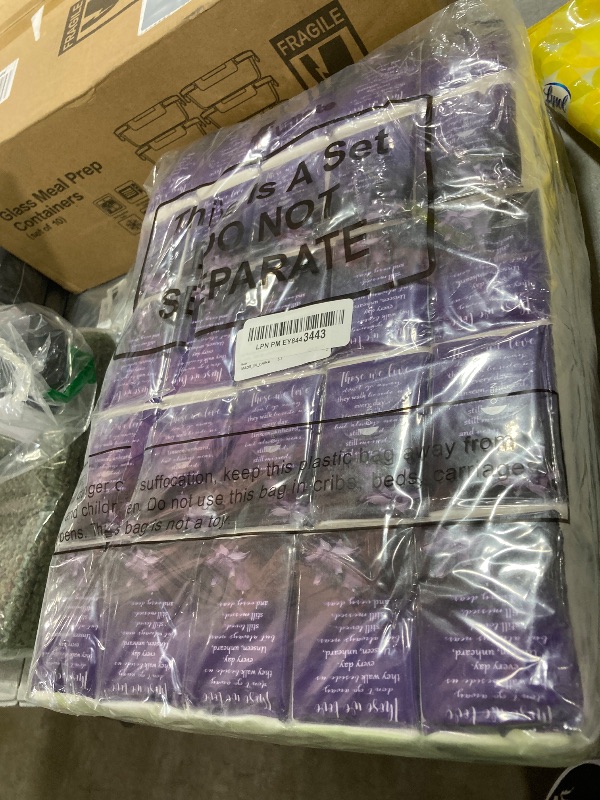 Photo 1 of 100 Packs Memorial Facial Tissues Those We Love Don't Go Away Inspirational Poem Pocket Tissues 3 Ply Napkins Packs Funerals Wedding Supplies for Family Relatives Guests, 700 Sheets(Purple)