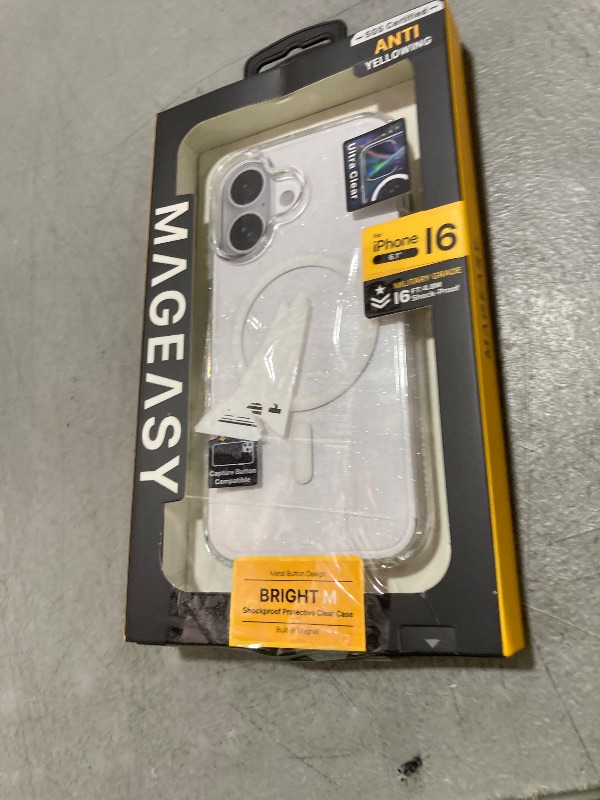 Photo 1 of MAGEASY Case for iPhone 16 6.1" - Never Yellowing Crystal Clear Glitter Case with Sparkle, 16ft Drop Protection, Compatible with MagSafe | Bright M - Luminous Clear