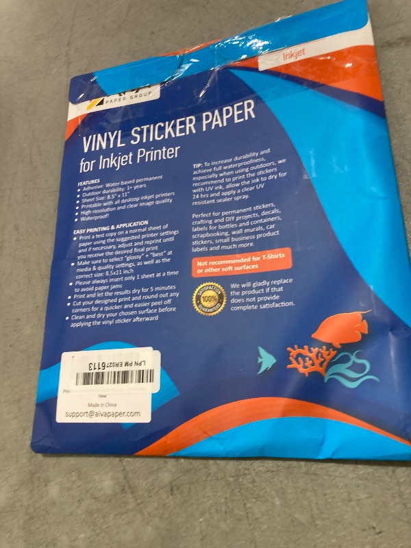 Photo 1 of Printable Vinyl Sticker Paper - Waterproof Decal Paper for Inkjet Printer - 30 Self-Adhesive Sheets - Glossy White - Standard Letter Size 8.5"x11"