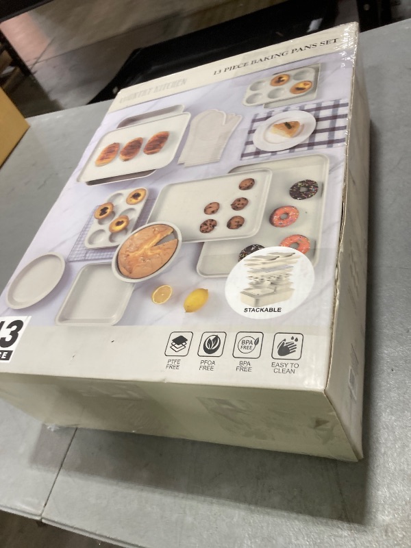 Photo 1 of Country Kitchen Nonstick Stackable Bakeware Set - Durable, Easy Release Baking Set, Cream, 13 Pcs