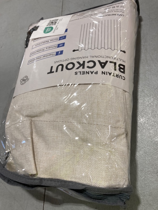 Photo 1 of 100% Blackout Shield Linen Blackout Curtains for Bedroom 84 Inches Long, Back Tab/Rod Pocket Living Room Drapes, Thermal Insulated Blackout Curtains 2 Panels Set, 50" W x 84" L, Cream