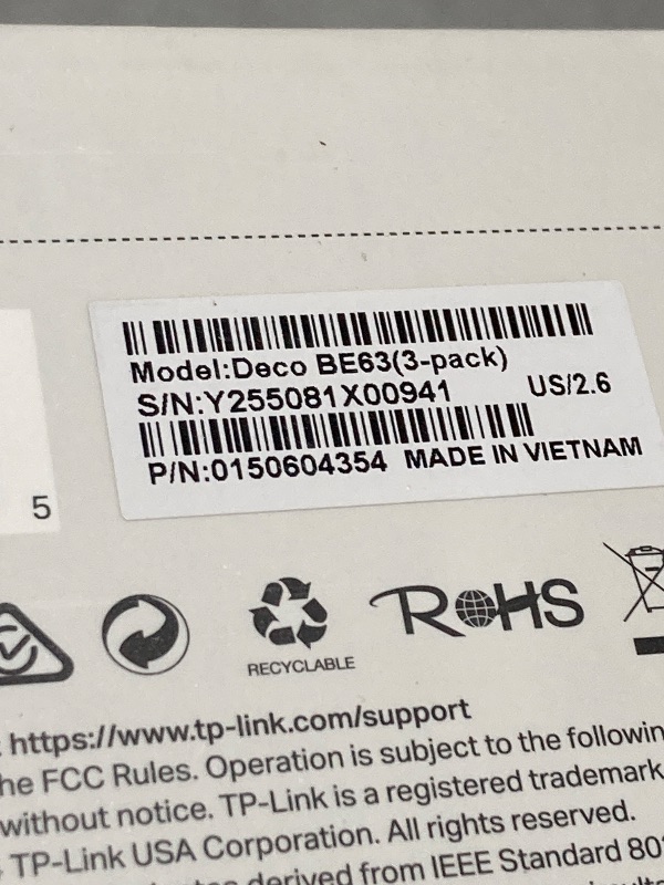 Photo 1 of TP-Link Deco BE63 Tri-Band WiFi 7 BE10000 Whole Home Mesh System - 6-Stream 10 Gbps, 4x2.5G Ports Wired Backhaul, 4X Smart Internal Antennas, VPN, MU-MIMO, HomeShield, Free Expert Support (3-Pack)