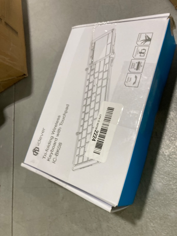 Photo 1 of iClever Foldable Keyboard, BK08 Bluetooth Keyboard with Sensitive Touchpad (Sync Up to 3 Devices), Tri-Folding Pocket-Sized for Windows Mac Android iOS