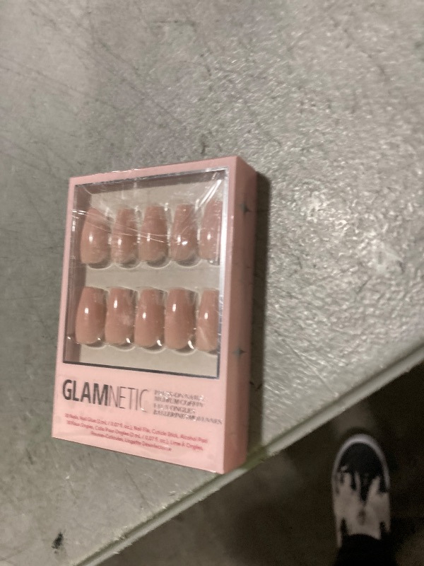 Photo 1 of Glamnetic Press On Nails - Exposed | Medium Coffin Fake Nails, Nude Opaque Neutral, Salon Quality | 15 Sizes - 30 Nail Kit