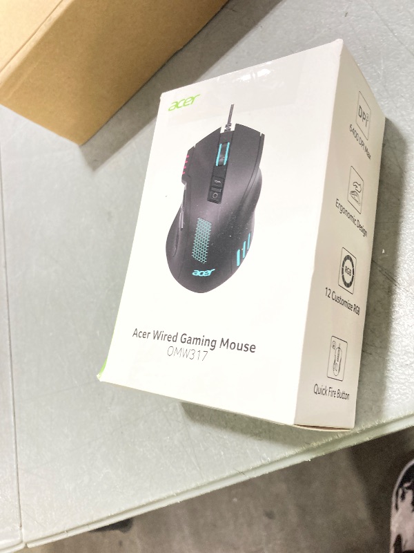 Photo 1 of acer Wired Gaming Mouse, 12,800 DPI RGB Ergonomic Computer Mouse with Optical Sensor, 8 Programmable Buttons, 12 Backlit Modes, Software for DIY Keybinds, Rapid Fire, USB Gaming Mice for Laptop, PC