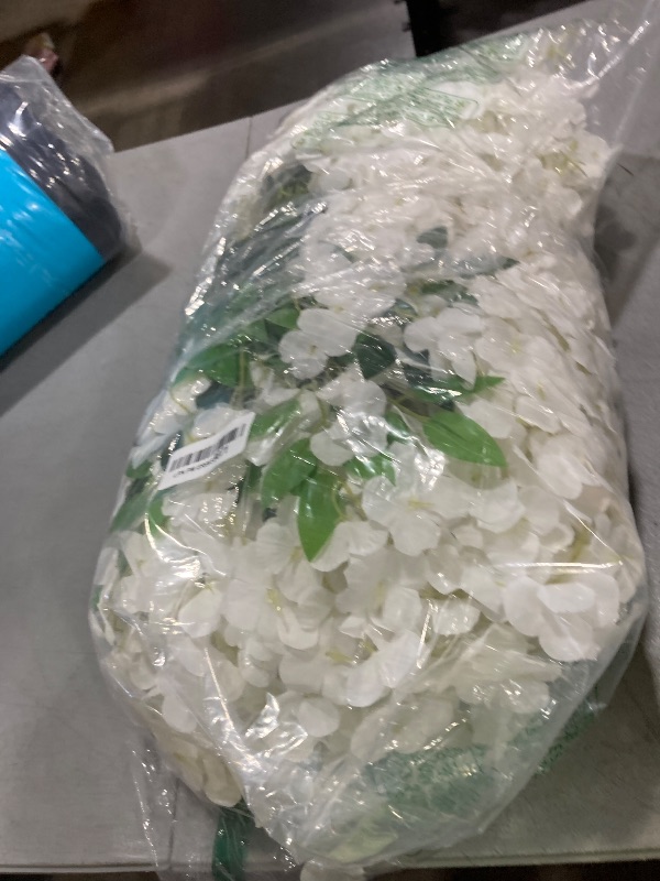 Photo 1 of Pauwer Wisteria Hanging Flowers 24 Pack Fake Flower Garland Artificial Wisteria Vines Rattan Silk Flower String Wedding Party Wall Decorations,White