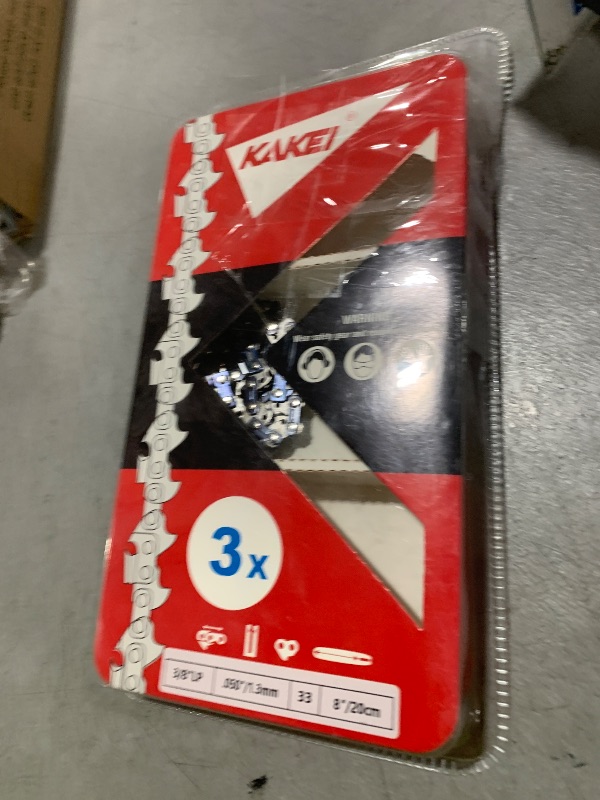 Photo 1 of KAKEI 8 Inch Chainsaw Chain 3/8" LP Pitch .050" Gauge 33 Drive Links Fits Portland, Greenworks, Kobalt, Remington, Sun Joe and More- S33 (3 Chains)