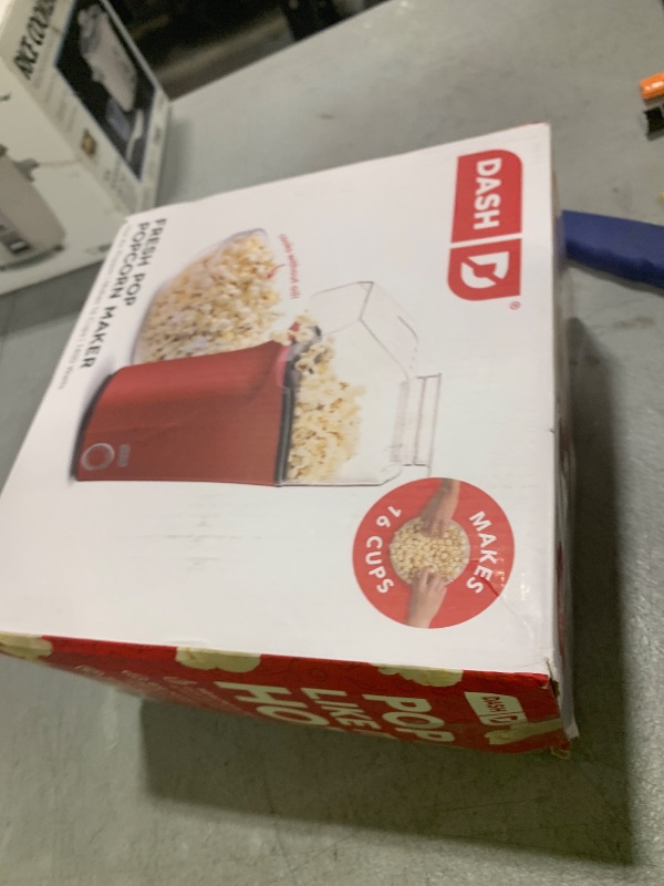 Photo 1 of DASH Hot Air Popcorn Popper Maker with Measuring Cup to Portion Popping Corn Kernels + Melt Butter, 16 Cups - Red
