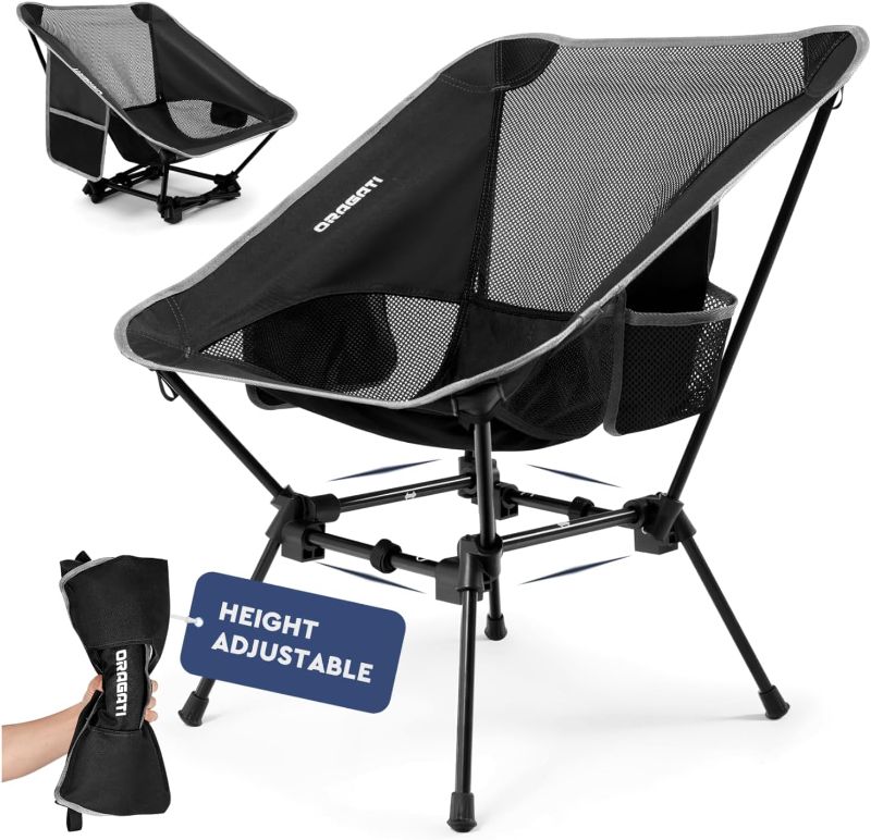 Photo 1 of Folding Camping Chairs, Lightweight Backpacking Chair in Compact Design for Camp, Beach, Hiking, Outdoors, Black
