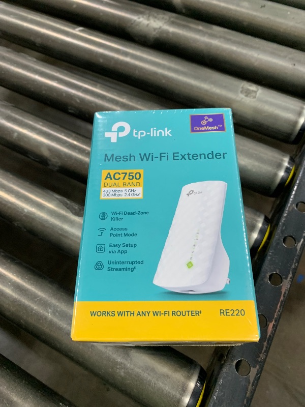 Photo 1 of TP-Link WiFi Extender with Ethernet Port, Dual Band 5GHz/2.4GHz, Up to 44% More Bandwidth Than Single Band, Covers Up to 1200 Sq.ft and 30 Devices, Signal Booster Amplifier Supports OneMesh(RE220)