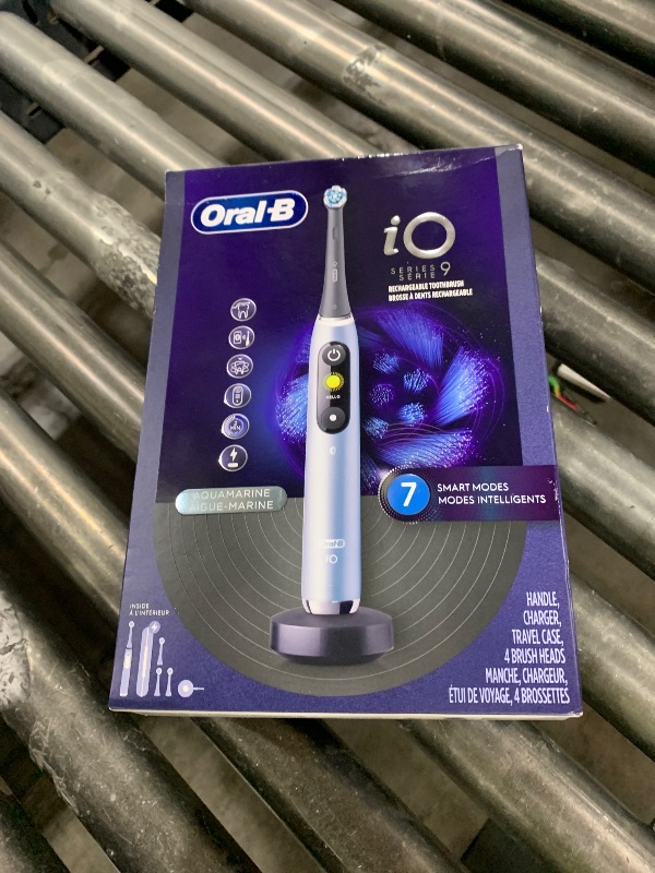 Photo 1 of Oral-B iO Series 9 Electric Toothbrush with 4 Brush Heads, Aqua Alabaster