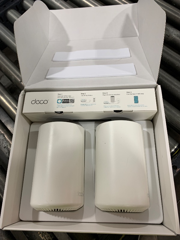 Photo 1 of TP-Link Deco XE75 AXE5400 Tri-Band WiFi 6E Mesh System - Covers up to 5500 Sq.Ft, Replaces WiFi Router and Extender, AI-Driven Mesh, 6GHz Band, 2-Pack