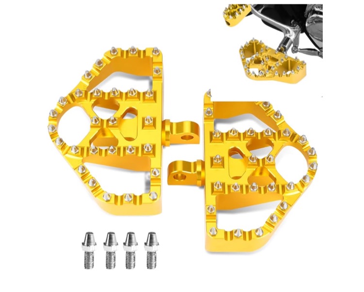 Photo 1 of  360° Roating MX Chopper Bobber Style Foot Peg Front Pegs Footrests MINI Floorboards Highway Pegs Fits for Motorcycle Harley Electra Glide Softail Dyna Chopper Sportster 883 (Gold)
