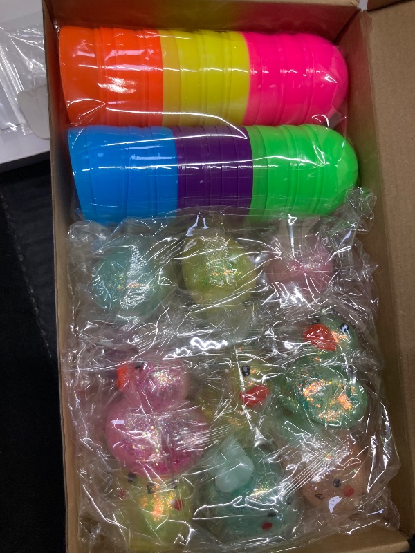 Photo 1 of Prefilled Easter Eggs with Toys, Easter Eggs with Glitter Mini Soft Animals, Mochi Squishy Stress Relief Toys for Easter Basket Stuffers, Easter Eggs Hunt, Classroom Prize Supplies