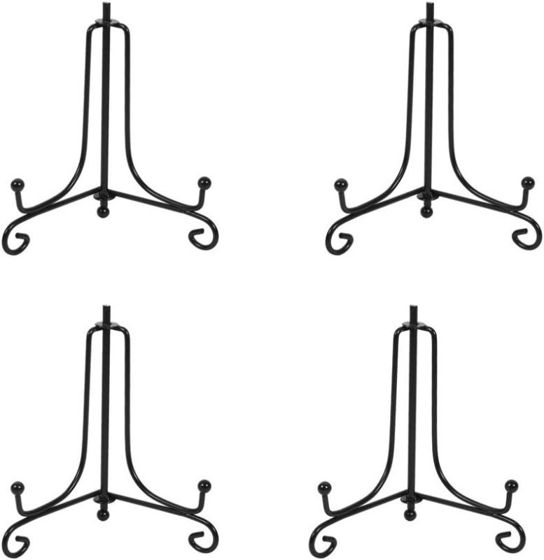 Photo 1 of (4 pack)Iron Display Stand, Black Iron Easel Plate Display Photo Holder Stand, Displays Picture Frames, Decorative Plates, Tablets and Art 4 Inch