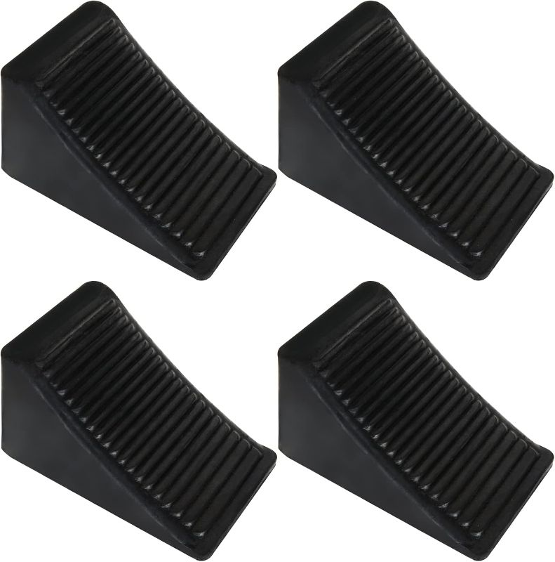 Photo 1 of  4 Pack Wheel Chock for Trailers, RV Wheel Chocks Heavy Duty, Black Rubber Wheel Chocks, Trailer Wheel Chocks for Car, Travel Trailers, RV, Truck, and ATV