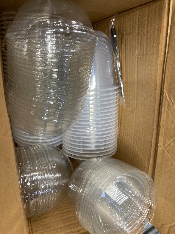 Photo 1 of  8 oz Plastic Dessert Cups with Dome Lids, Clear Disposable Yogurt Parfait Cups with Lids, Individual Party Serving Snack Cups for Fruit Dessert Cake Pudding