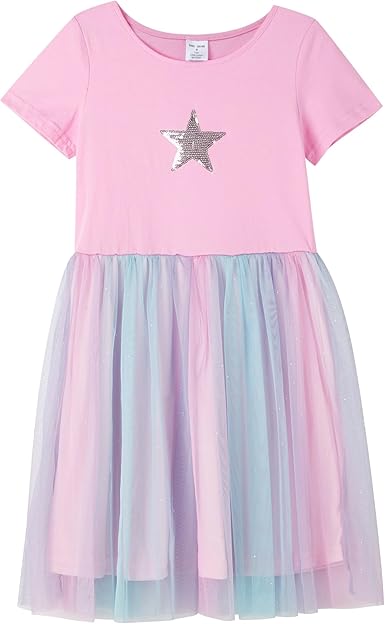 Photo 1 of ***ACTUAL DRESS HAS BUTTERFLY NOT A STAR***DANI CHINS Girl Knit Short-Sleeve Tutu Dress Colorful Tulle Sparkle Dresses***ACTUAL DRESS HAS BUTTERFLY NOT A STAR***