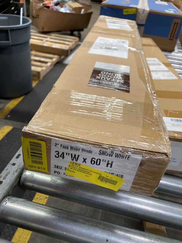 Photo 1 of 2" Cordless Faux Wood Horizontal Blinds, White, 34"W X 60"H