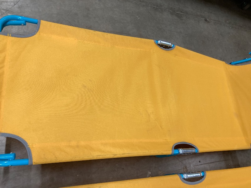 Photo 1 of **A little dirty**2 Pack Outdoor Lounge Chair, Tanning Chair with Sunshade Roof, Adjustable Backrest Folding Chaise Lounge, Reclining Beach Bed for Beach, Camping, Hiking -Yellow