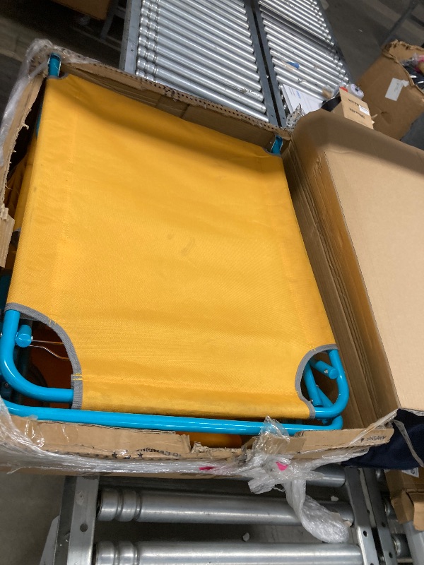 Photo 1 of **A little dirty**2 Pack Outdoor Lounge Chair, Tanning Chair with Sunshade Roof, Adjustable Backrest Folding Chaise Lounge, Reclining Beach Bed for Beach, Camping, Hiking -Yellow