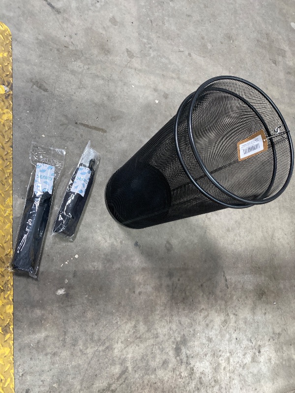 Photo 1 of ***6 HOLDERS & 30 UMBRELLAS INCLUDED***Youeon 6 Pack Large Umbrella Holder, 10.5x20 Inch Metal Mesh Umbrella Stand, Freestanding Bucket for Umbrellas, Canes, Walking Sticks, Wrapping Paper, Entryway, Home, Office, Hotel, Black SININY COMPACT BLACK TRAVEL