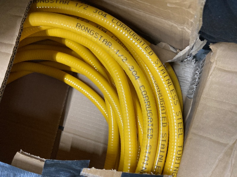 Photo 1 of 1/2" CSST Gas Line, 70ft Corrugated Stainless Steel Tubing, Flexible Natural Gas Hose with 2 Male Fittings for Natural Gas and Propane