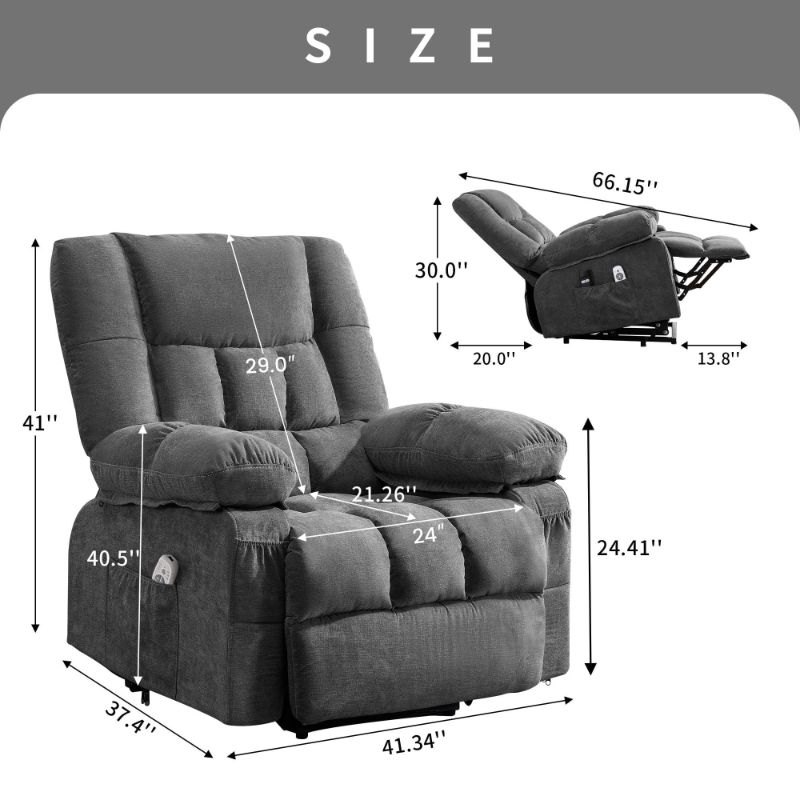 Photo 1 of **MISSING PARTS/NO BOTTOM NO SIDES***JONPONY Power Lift Recliner Chair Recliners for Elderly with Heat and Massage Recliner Chair for Living Room with Infinite Position and Side Pocket,USB Charge Port,Grey
