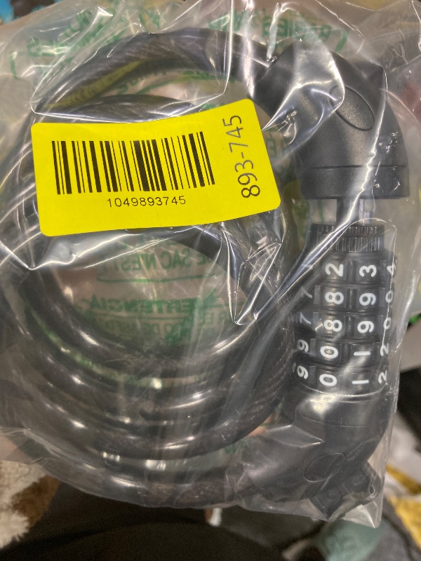Photo 1 of ***(PART ONLY -SELLING AS IS )*** NDakter Bike Lock Cable, 4/5.6 Feet Bicycle Combination Locks 1/2 Inch, Security 5-Digit Resettable Combo Coiling Lock, Heavy Duty Anti Theft for Kids, Adult Bikes (12mm)  ***(NOT IN BOX, MISSING INSTRUCTION GUIDE)***