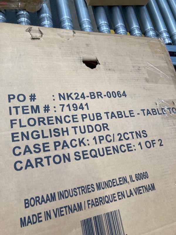 Photo 1 of ***BOX 1 OF 2 - MISSING PARTS - SELLING AS IS)*** Florence Pub Table Top- English Tudor 30-Inch Round Espresso ***(BOX RIPPEd/TORN)***