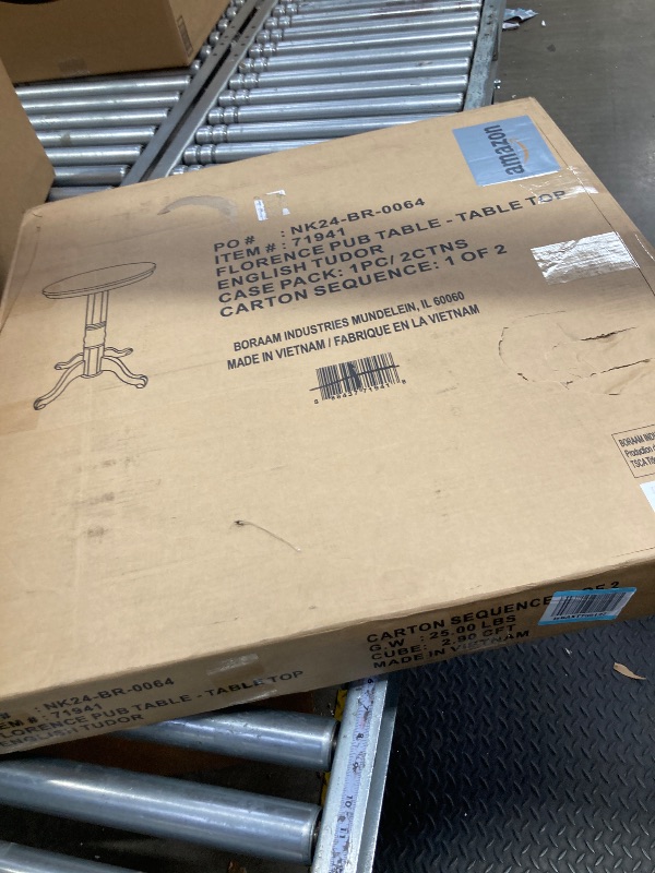 Photo 1 of ***BOX 1 OF 2 - MISSING PARTS - SELLING AS IS)*** Florence Pub Table Top- English Tudor 30-Inch Round Espresso ***(BOX RIPPEd/TORN)***