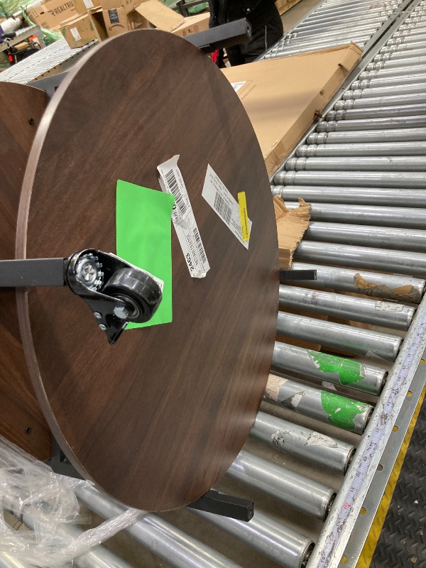 Photo 1 of ***DAMAGED-MISSING PARTS -SELLING AS IS***
GUNAITO Round Lift Top Small Coffee Table on Wheels with Storage, Modern Farmhouse Center Table with Shelf Small Circle Table for Living Room, Walnut