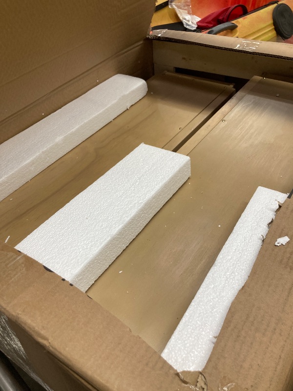 Photo 1 of ---------------- NO TABLE TOP INCLUDED ----------- Meridian Furniture 818Oak-T Astrid Collection Modern | Contemporary Vanity/Desk/Console Table with Rich Natural Oak Finish, Solid Wood and Oak Veneer, Fluted Wood, 52" W x 14" D x 30" H, Natural