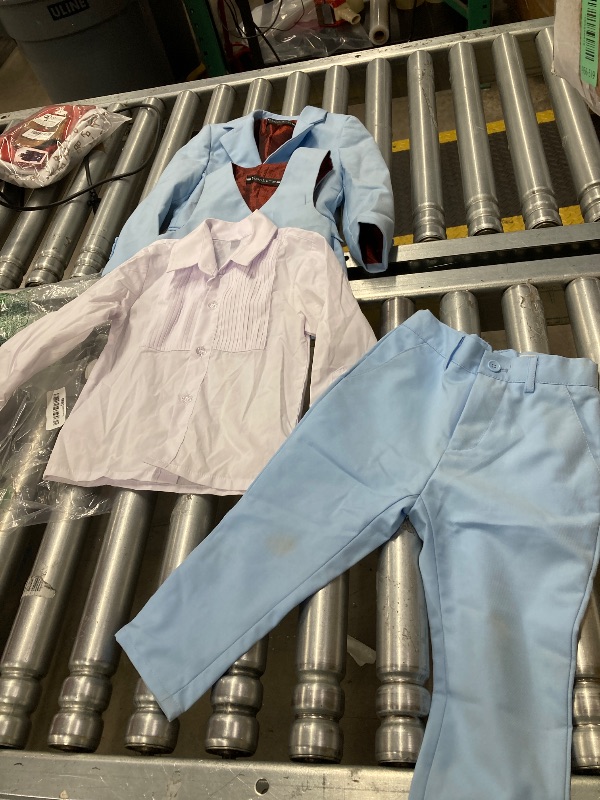 Photo 1 of ***(SELLING AS IS )*** Toddler Boy Suit for Kids Blue Slim Fit Wedding Suits 2T Pants,  
Shirt, Vest & Jacket Size 3T Formal Dress Tuxedo Ring Bearer Outfits Boys Casual Clothes