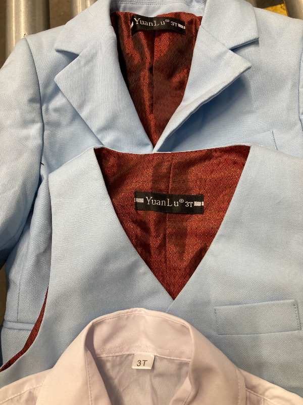 Photo 1 of ***(SELLING AS IS )*** Toddler Boy Suit for Kids Blue Slim Fit Wedding Suits 2T Pants,  
Shirt, Vest & Jacket Size 3T Formal Dress Tuxedo Ring Bearer Outfits Boys Casual Clothes